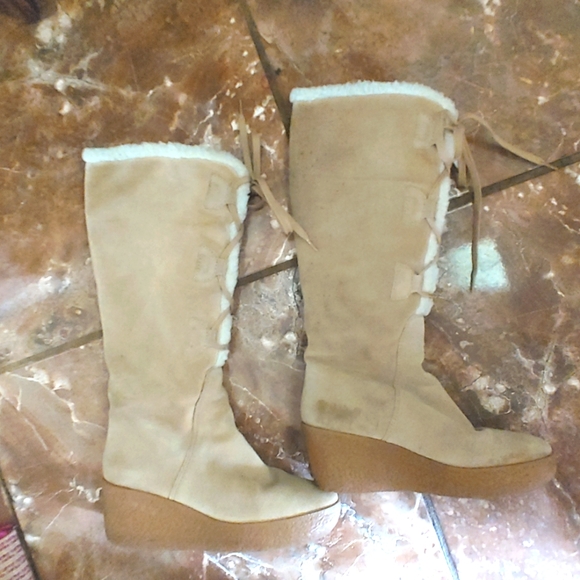 Michael Kors Lace Up Wedge Boots Size 6.5 - Picture 7 of 8